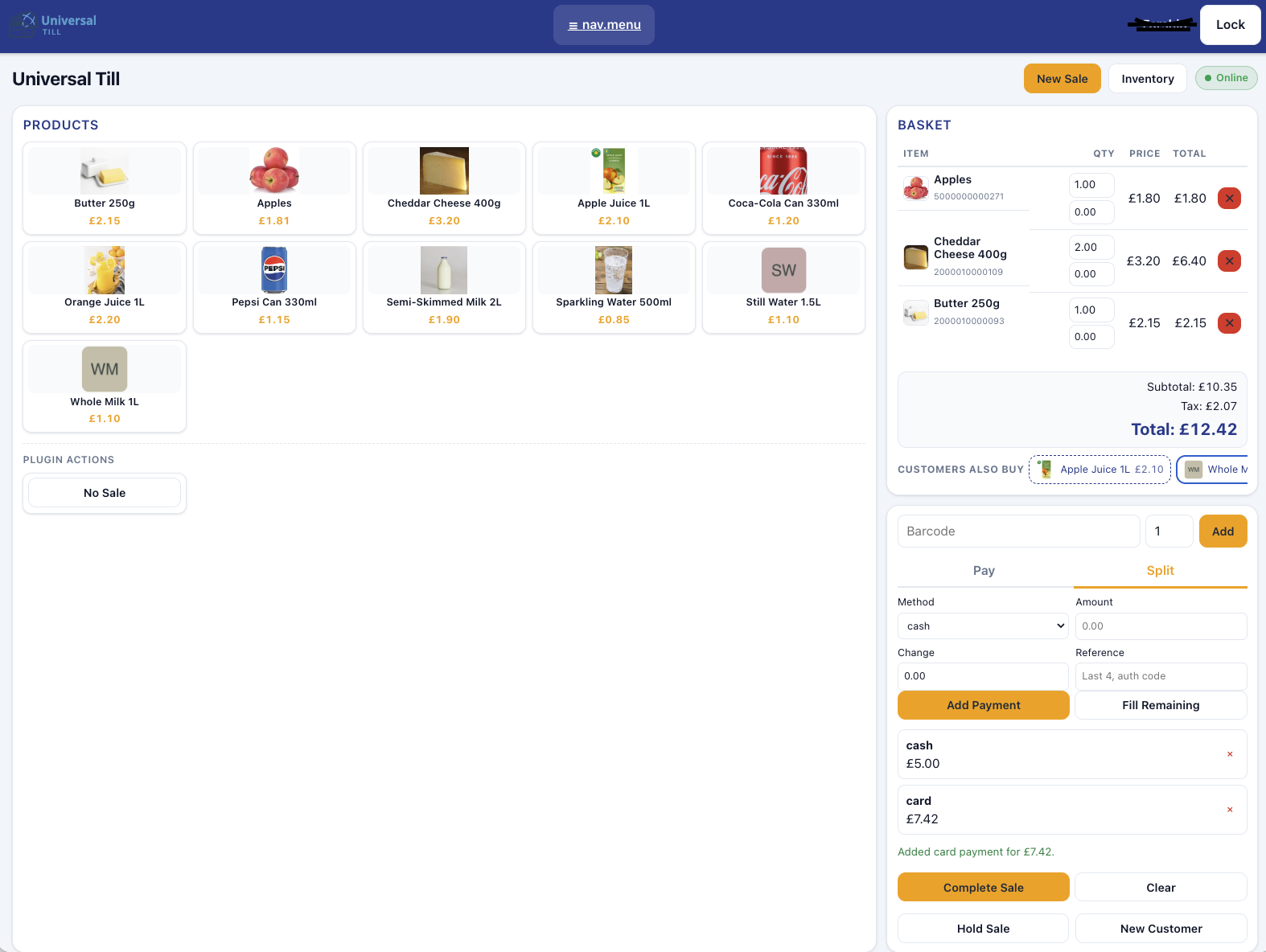Sale screen